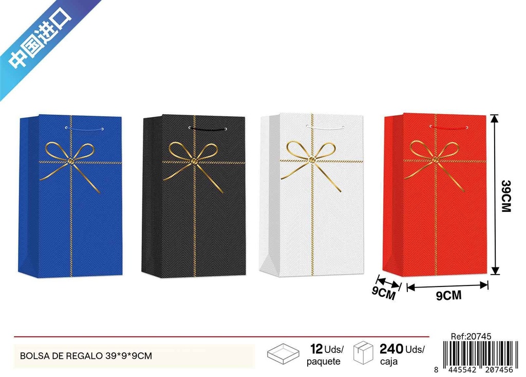 Bolsa de regalo para vino 39x18x9 cm - Embalaje para vinos y botellas