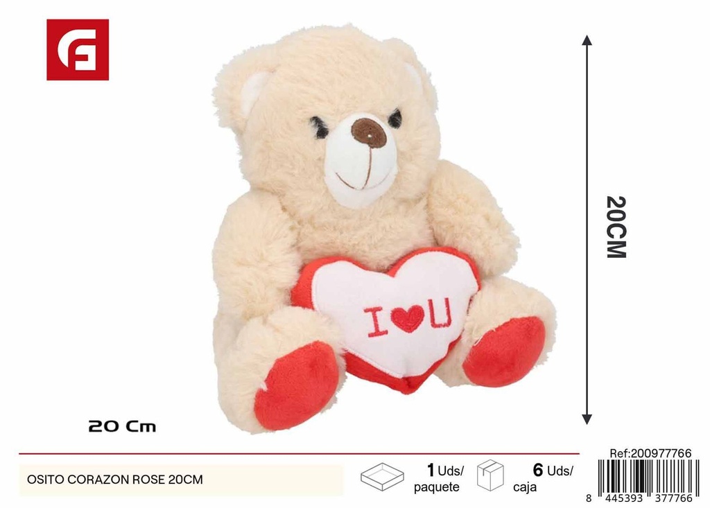 Osito con corazón 20CM - Regalo para San Valentín