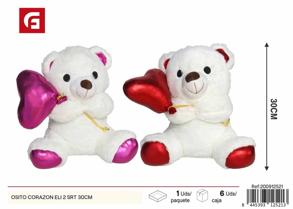 Osito de peluche corazón 30 cm - Regalos de San Valentín 