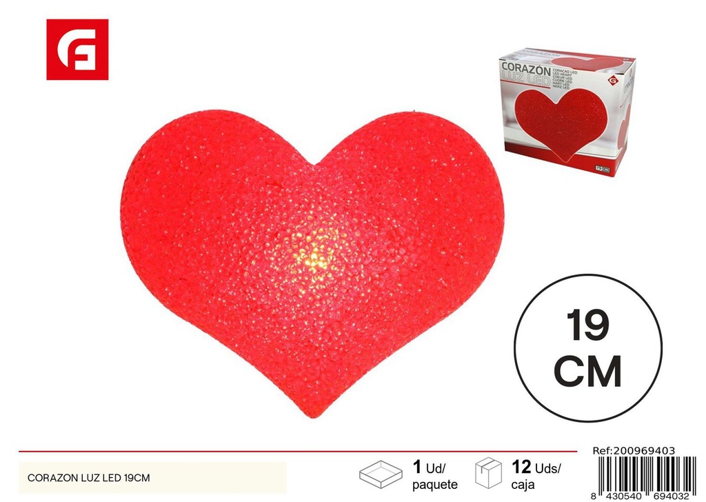 CORAZÓN LED 19CM - Regalos de San Valentín