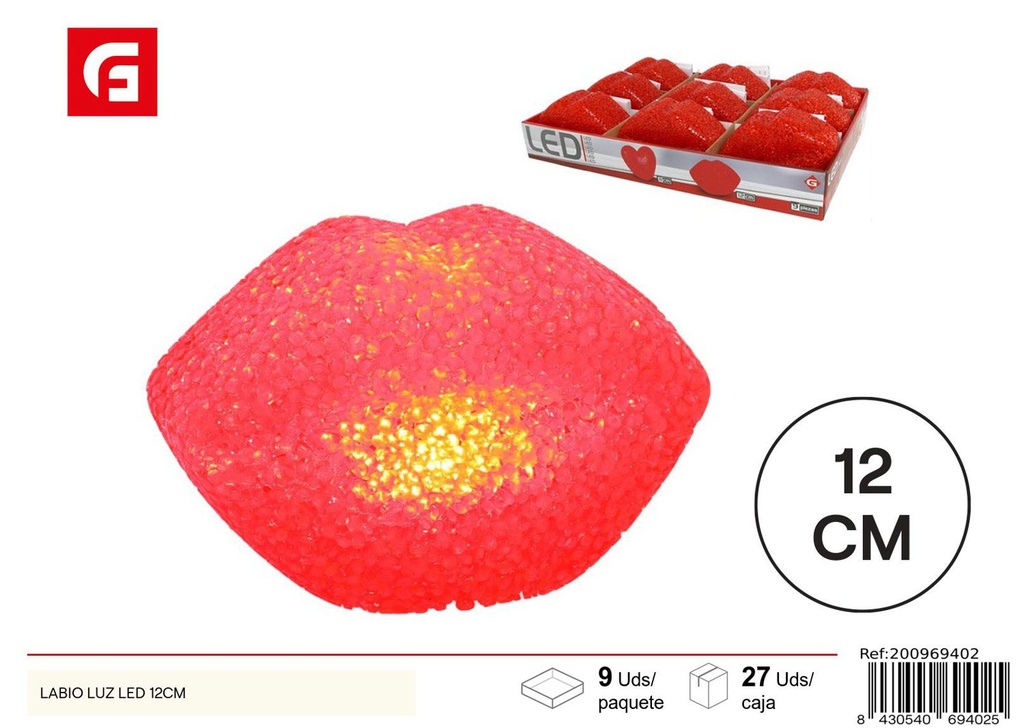 Luz LED en forma de labios 12 cm - Artículos para San Valentín