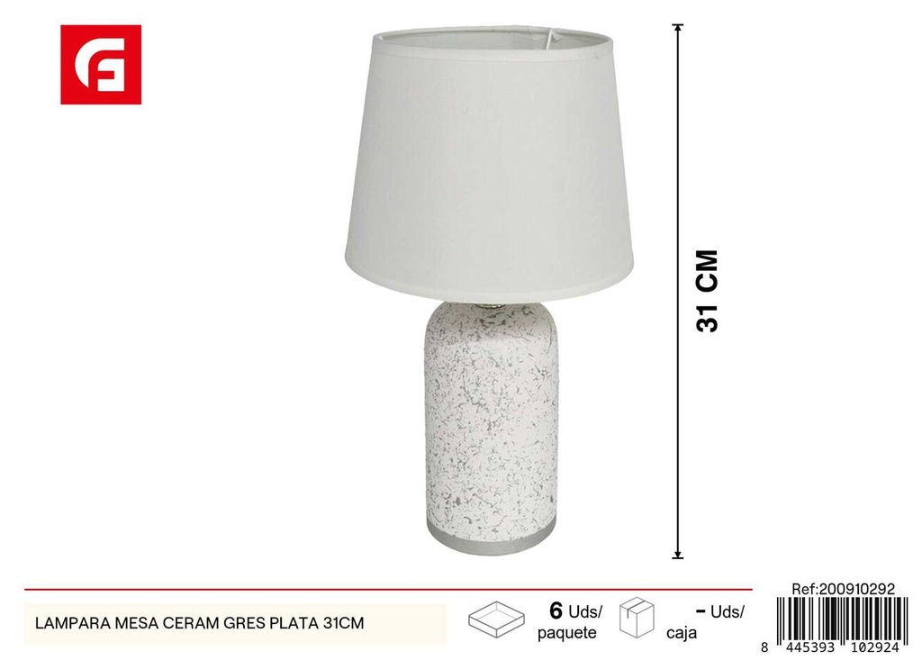 Lámpara de mesa de cerámica gres plata 31CM - Iluminación