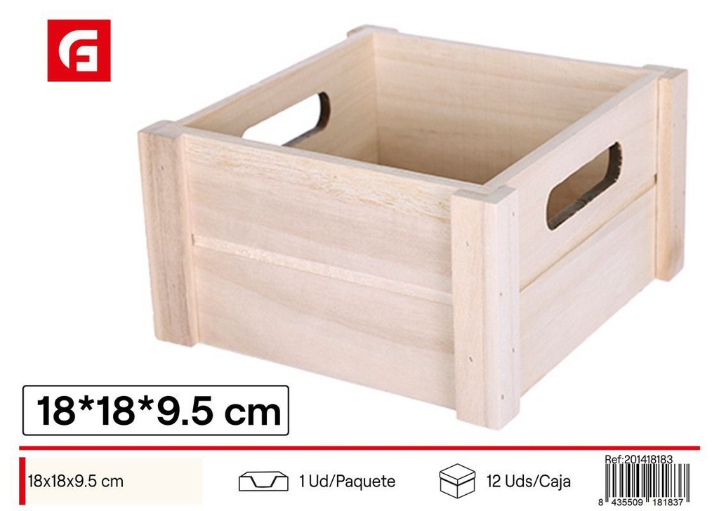 Caja de madera natural 18*18*9.5CM - Decoración del hogar