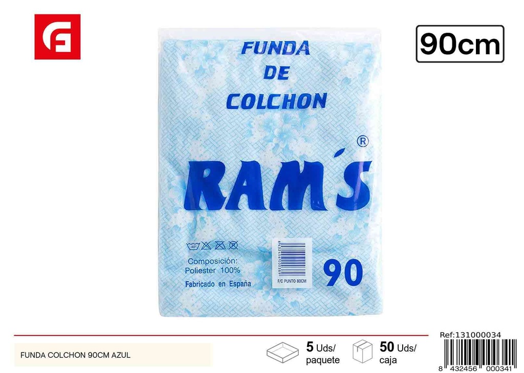 Funda de colchón 90 cm azul - Textiles para el hogar y ropa de cama