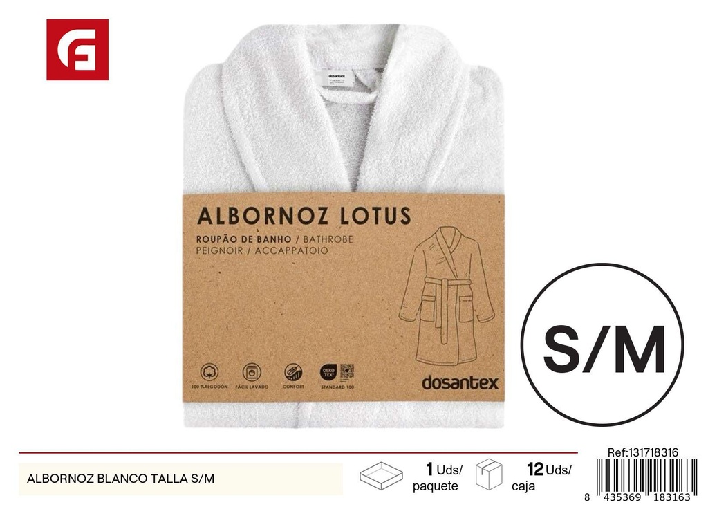 Albornoz blanco talla S/M - Toallas de baño elegantes