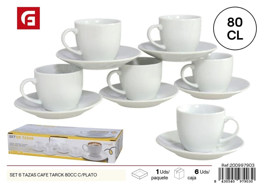 Set de 6 tazas de café TARCK 80 cc con plato - Utensilios de café