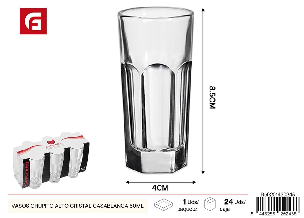 Vasos de chupito alto 50 ml - Cristalería