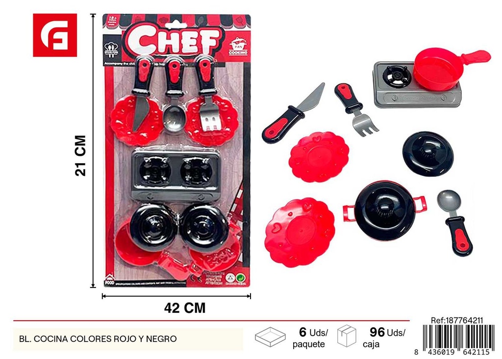 Juguete de cocina en colores rojo y negro - Juguetes de cocina