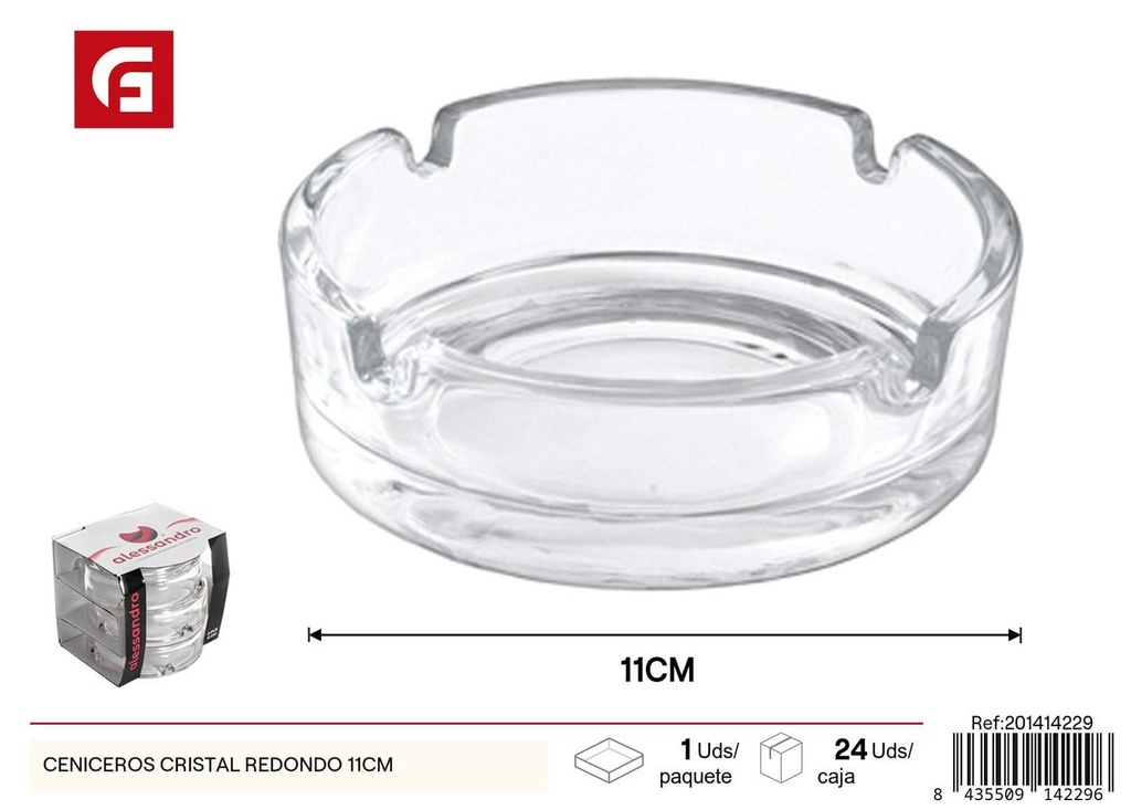 Cenicero redondo de cristal 11cm - Artículos de fumador