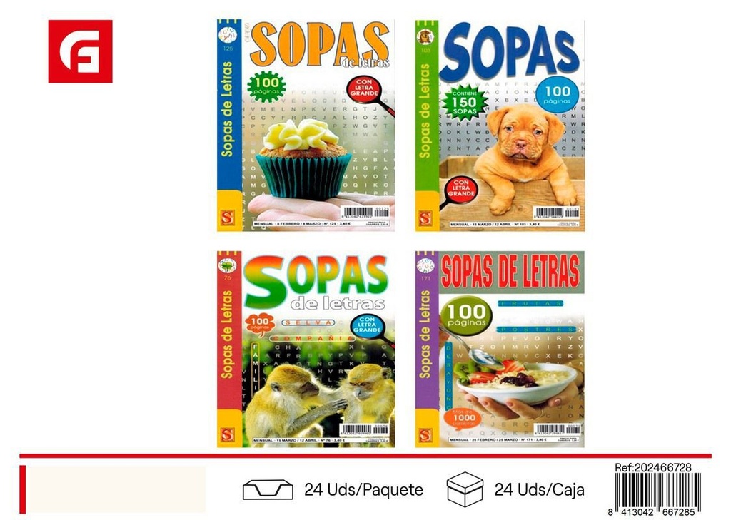 Sopa de letras 100 páginas - Material escolar