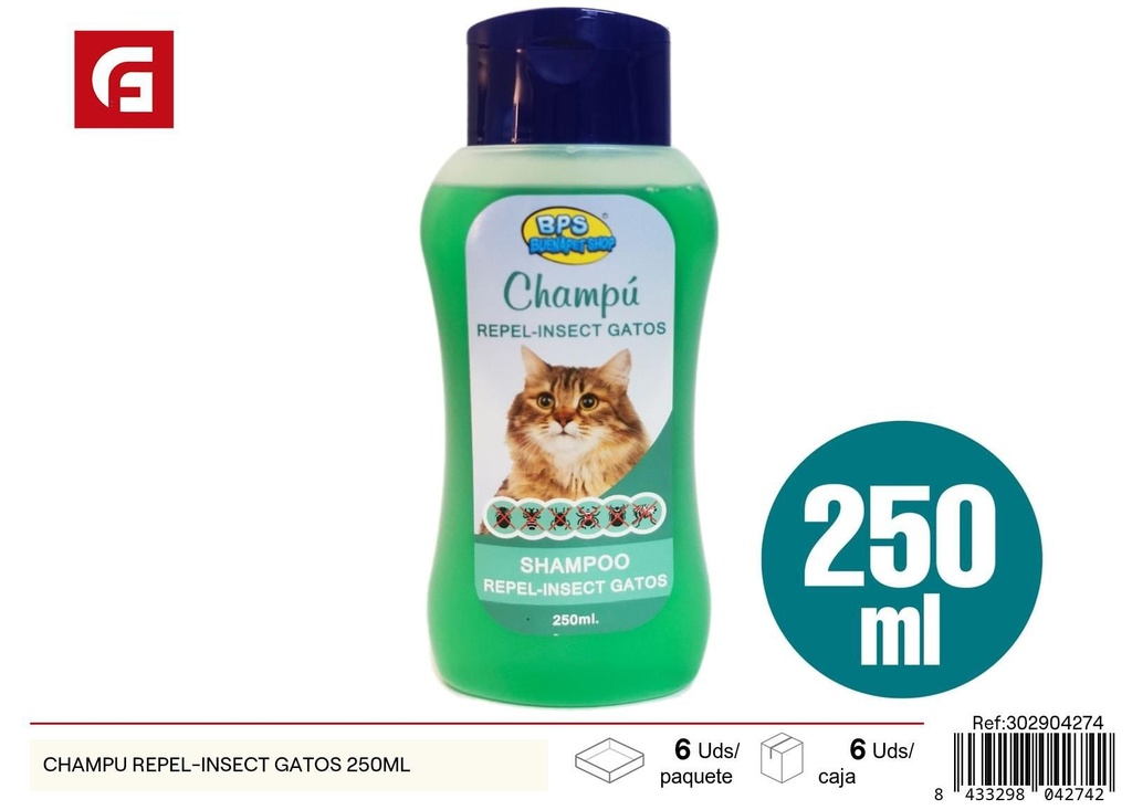 Champú repelente insectos gatos 250ml - Accesorios de belleza para mascotas