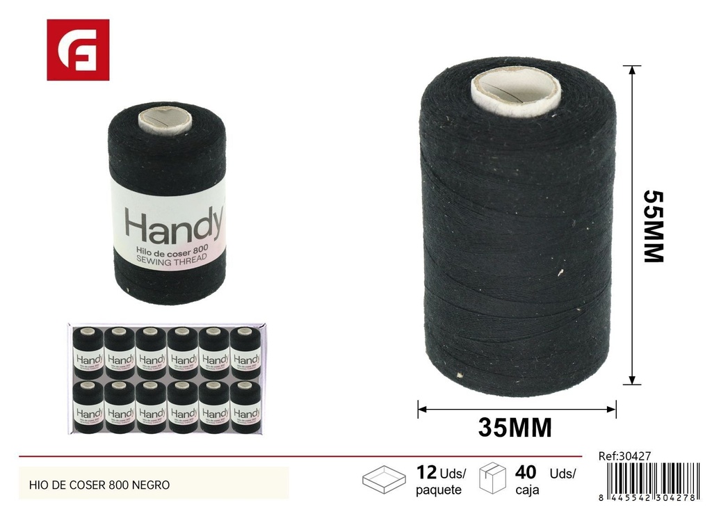 Hilo de coser negro 800 yardas - Accesorios de costura