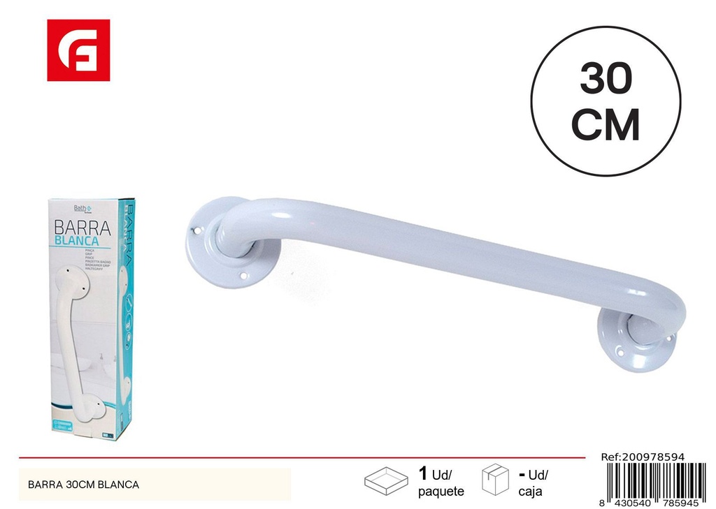 Barra de soporte 30cm blanca - Accesorios de baño y seguridad