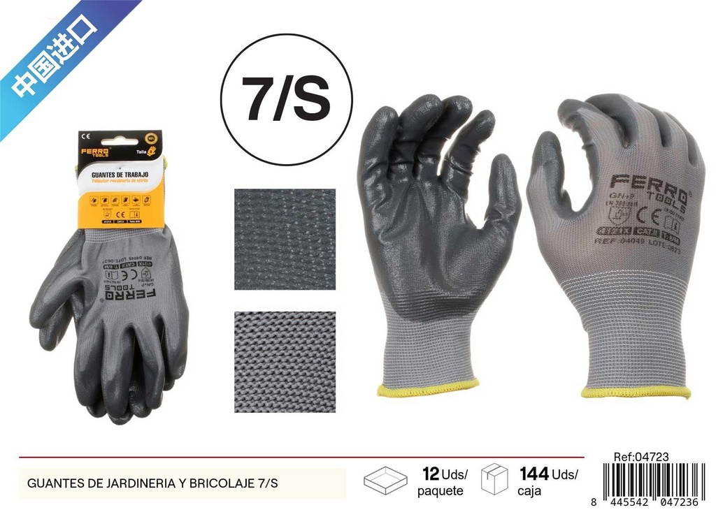 Guantes de jardinería y bricolaje 7/S de 13 agujas - Herramientas de trabajo y seguridad