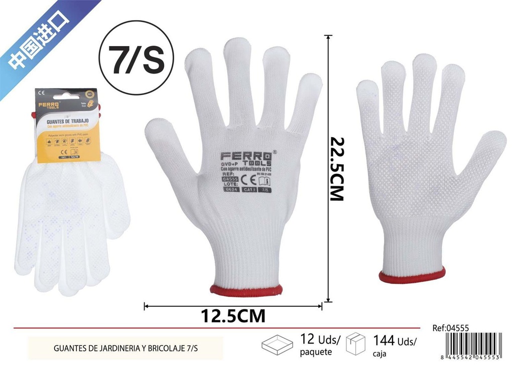 Guantes de jardinería de poliéster blanco 13 agujas - Guantes para bricolaje y jardinería