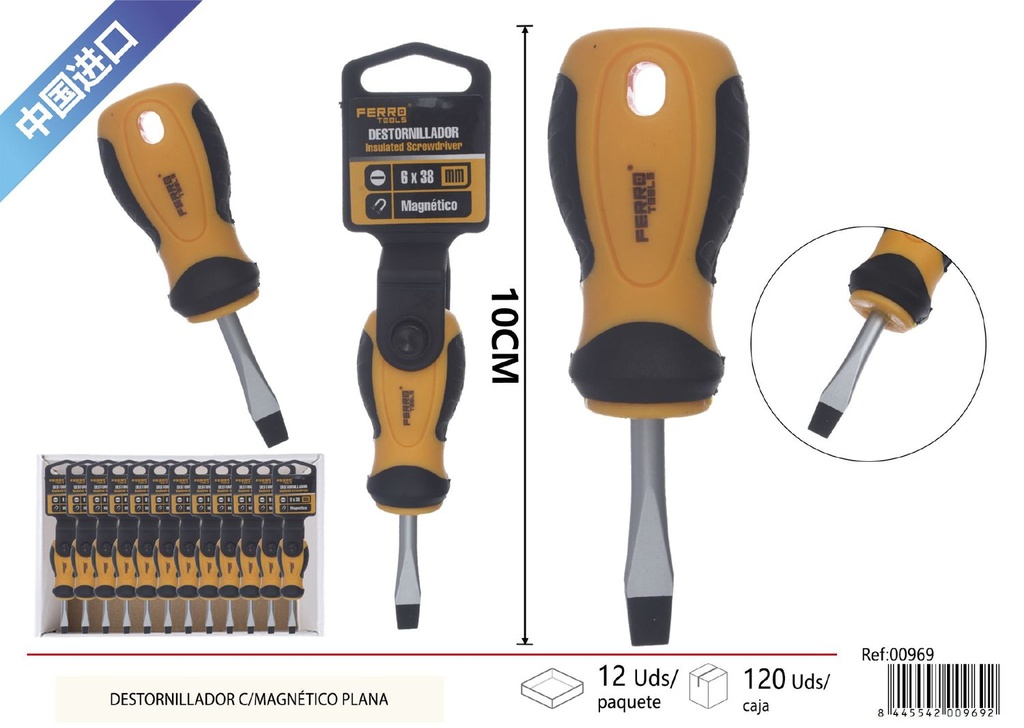 Destornillador magnético plano 6x38mm - Herramienta con imán