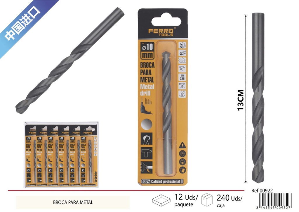 Broca para metal 10mm - Herramienta para perforación