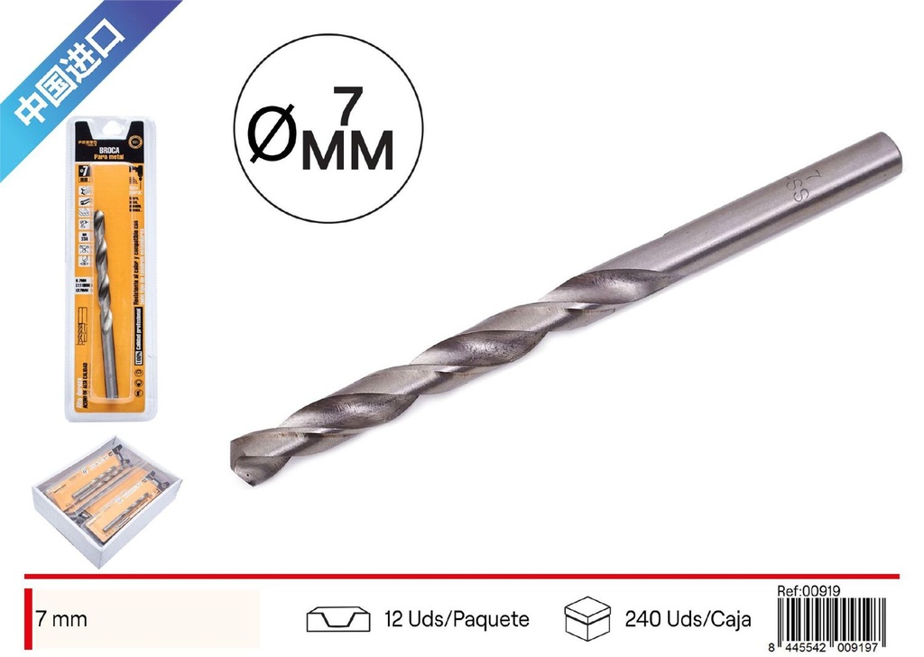 Broca para metal 7mm - Herramientas de ferretería