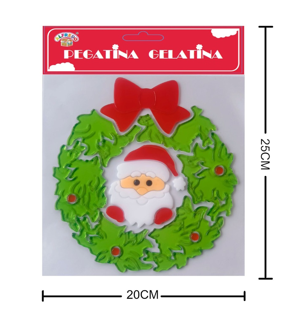 Decoración gel Navidad "Corona Navidad" 20x25cm - Adorno navideño