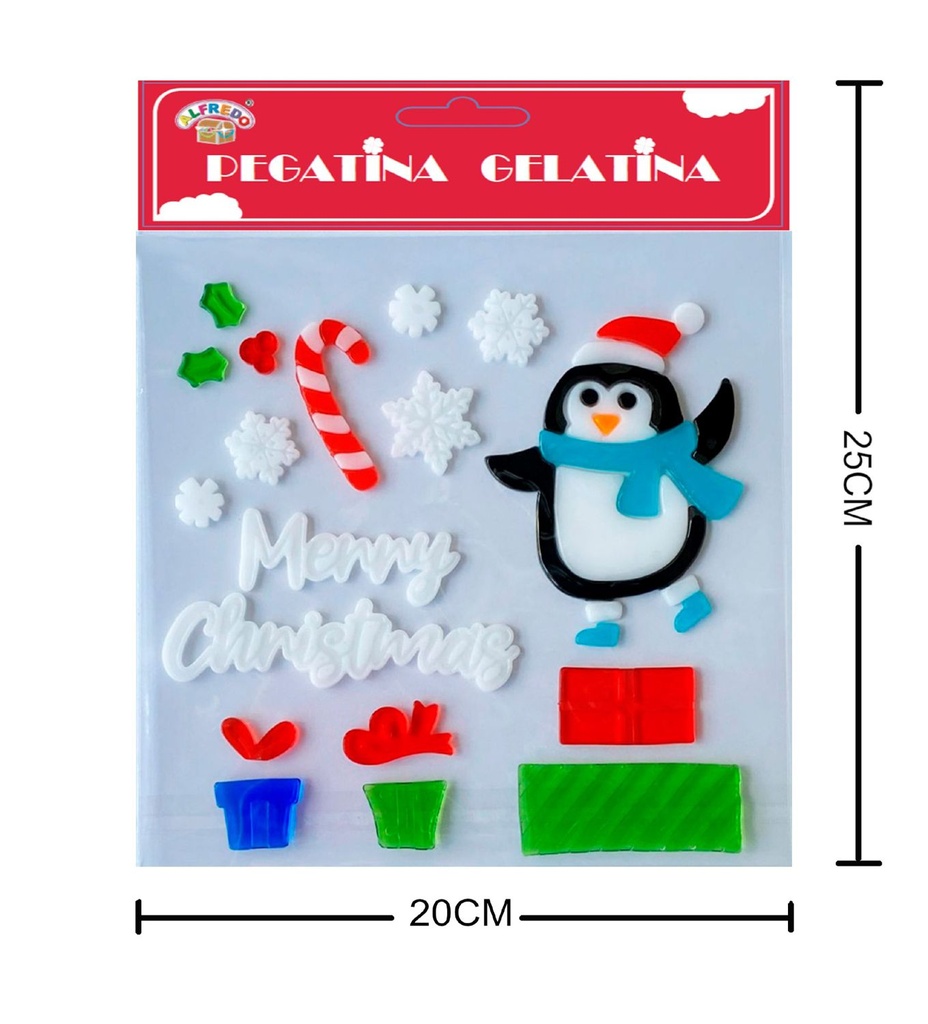 Decoración gel Navidad "Pingüino" 20x25cm - Adorno navideño