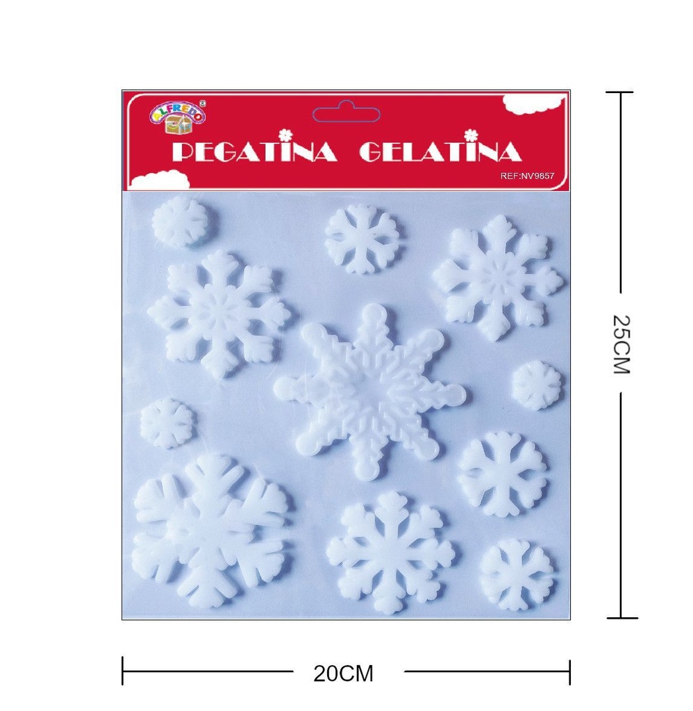 Decoración Navidad gel "Copo de nieve" color blanco 20x25cm - Adorno navideño