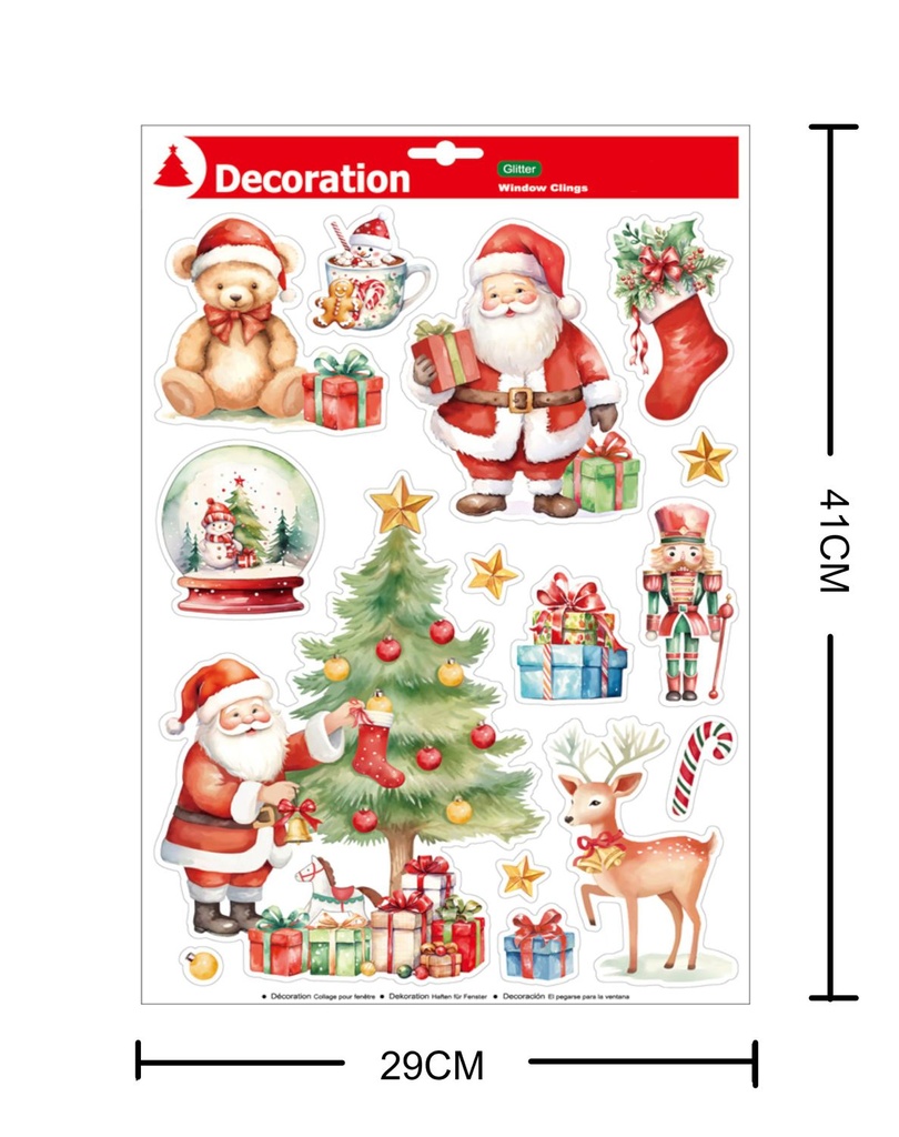 Decoración electrostática Navidad "Papá Noel" 29x41 cm - Adhesivos decorativos
