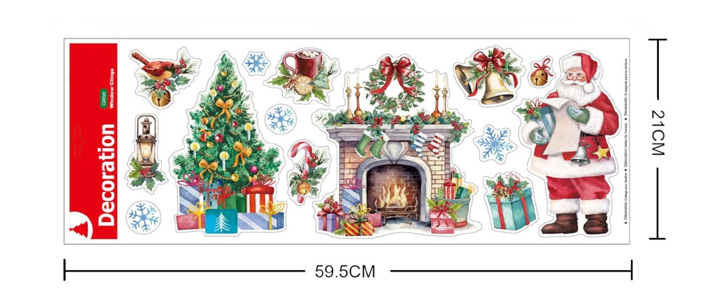Decoración electrostática Navidad "Papá Noel" 59,5x21 cm - Adhesivos decorativos