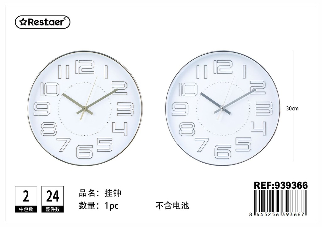 Reloj de pared redondo 30 cm (sin batería)