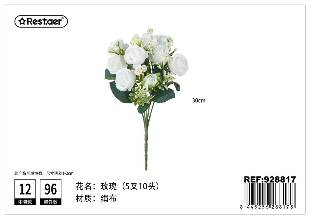Ramos de rosas con cinco ramas y diez cabezas 30cm - Flores de decoración artificial