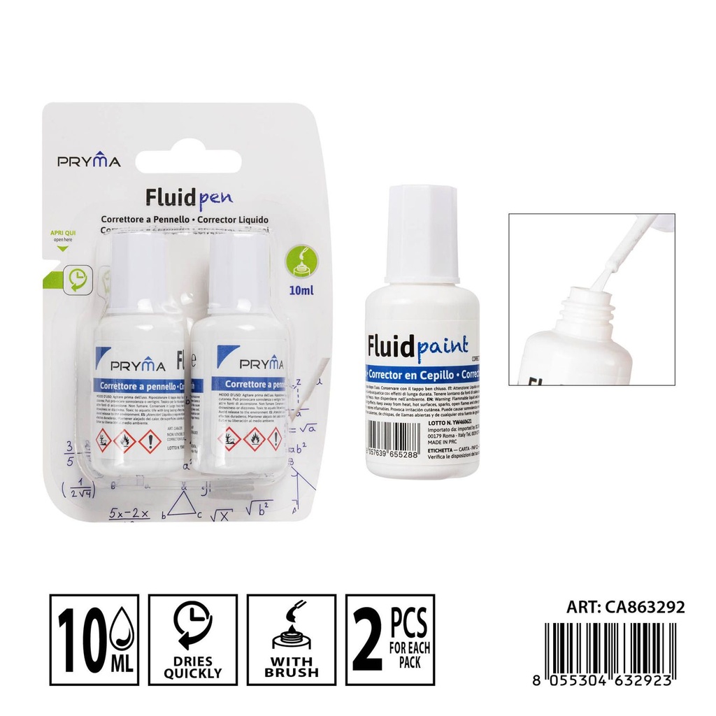Corrector líquido 10ml 2pzs - Artículos de pegado