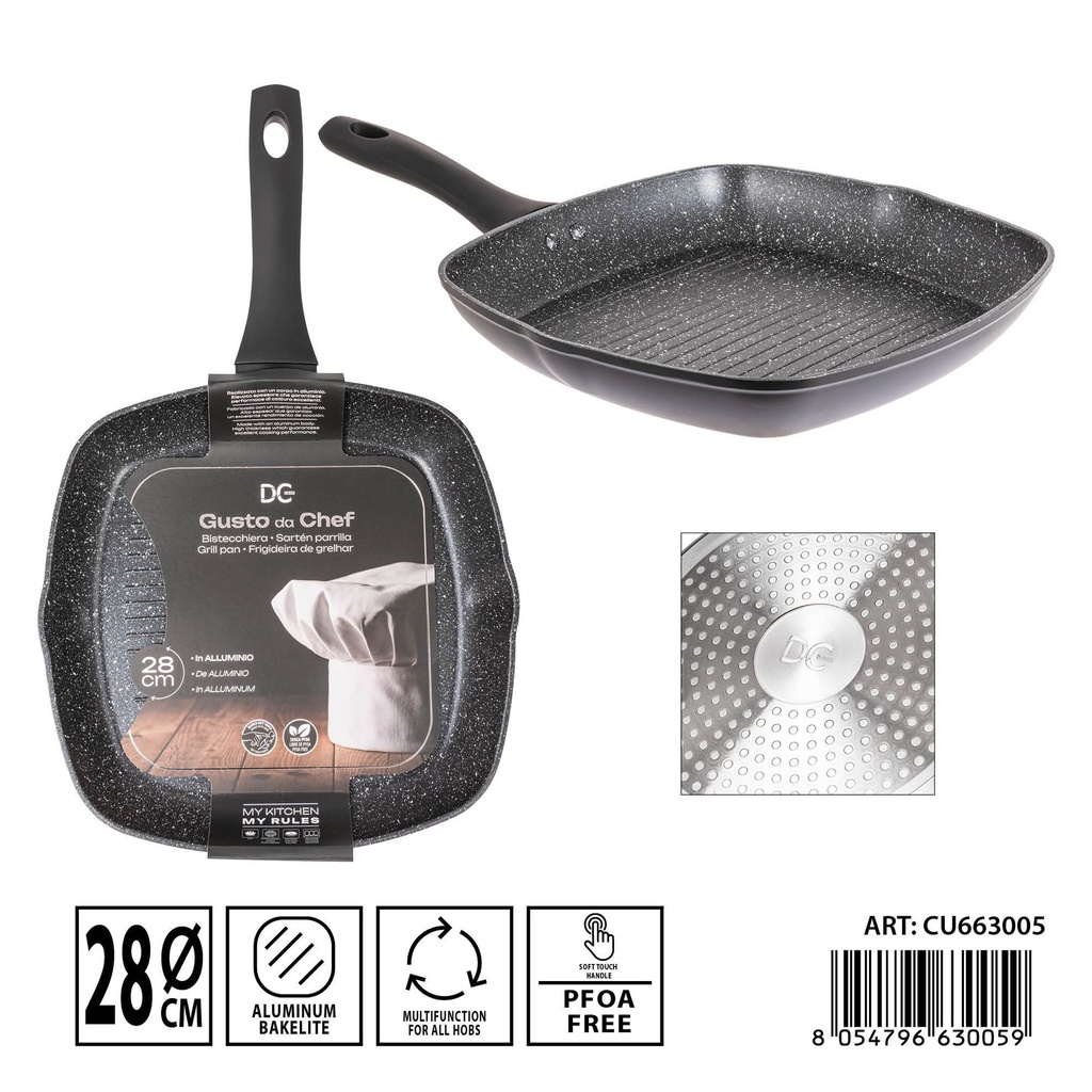Sartén grill inducción chef 28 cm - Utensilios de cocina