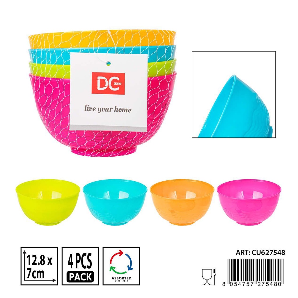 Set de 4 cuencos de plástico 12.8x7 cm - Utensilios de cocina y almacenamiento