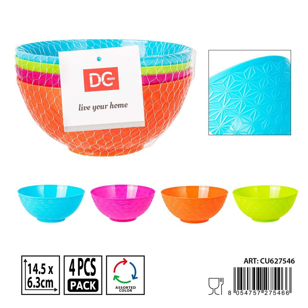 Set de 4 cuencos de plástico - 14.5x6.3cm