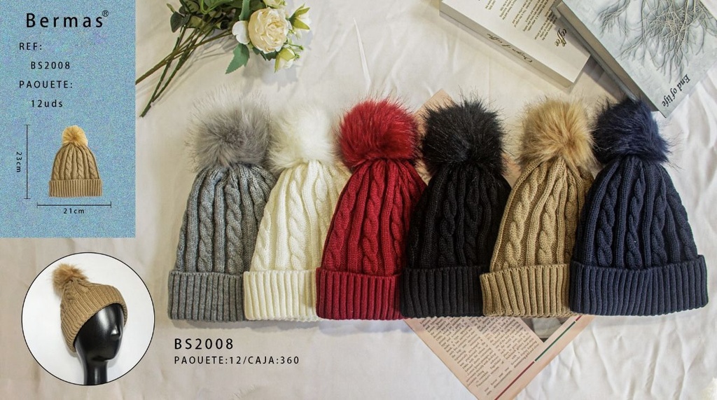 Gorro de mujer de punto con forro - invierno