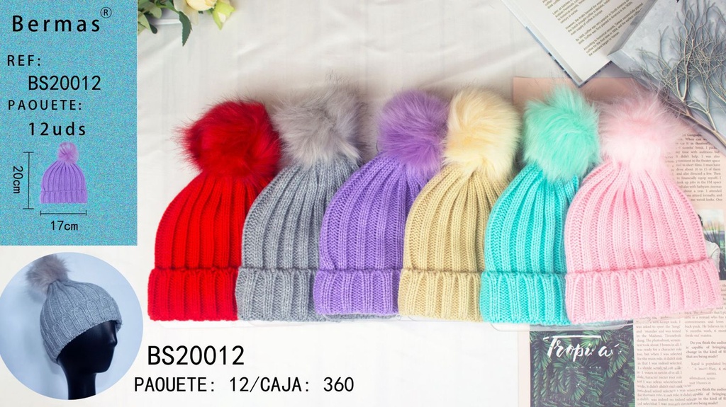 Gorro de punto con pom pom para niño - Artículos de invierno