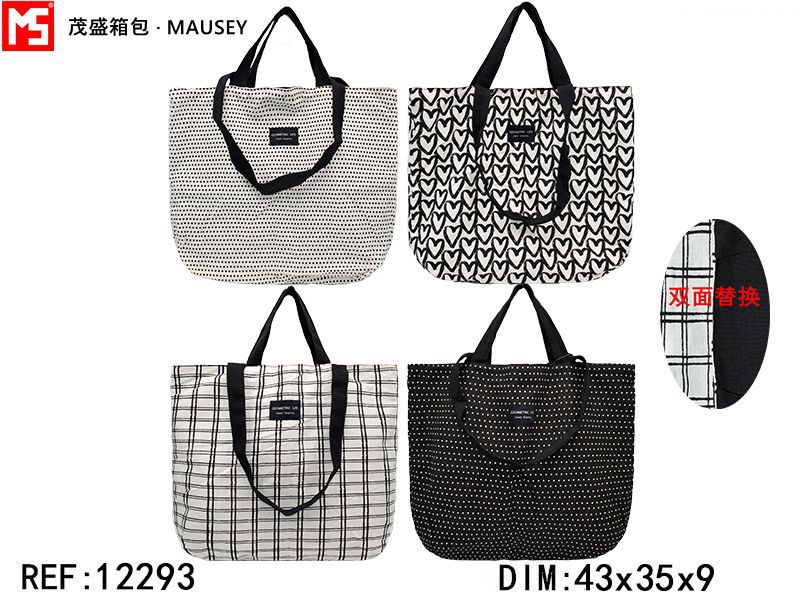 Bolsa reversible negra y blanca F24 - Tote y accesorios de compras