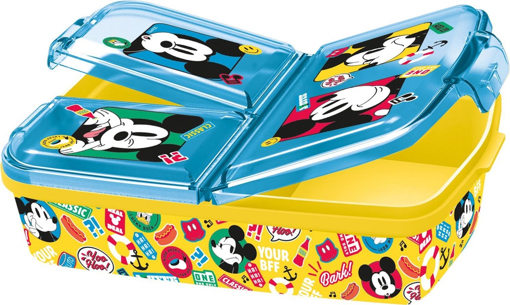 Juguete infantil - Sandwichera múltiple Mickey Mouse, vasos y cajas 