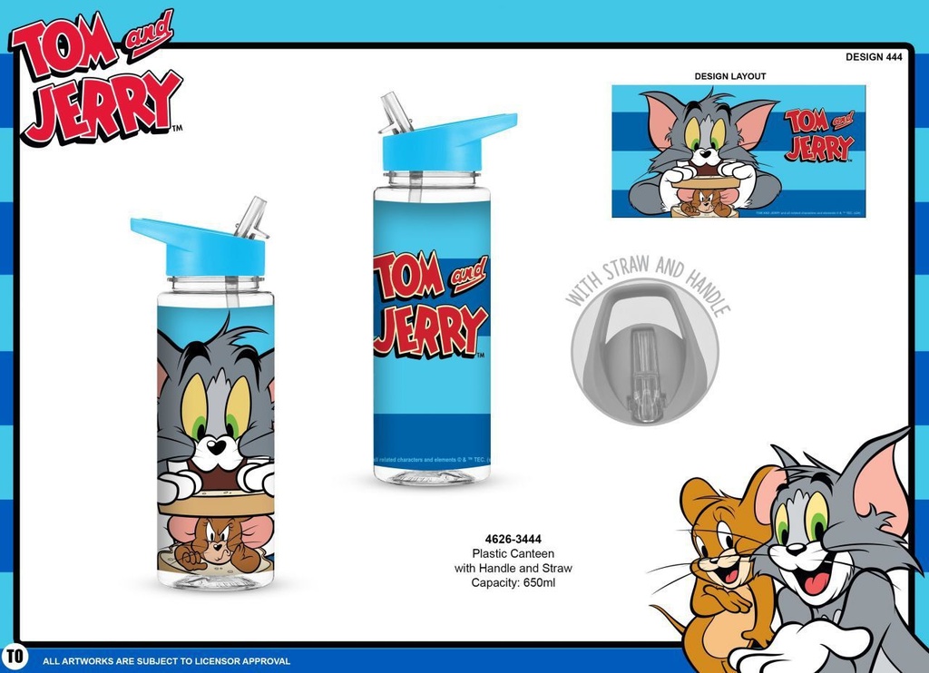 Botella de plástico con pajita Tom & Jerry 650 ml - Botella coleccionable