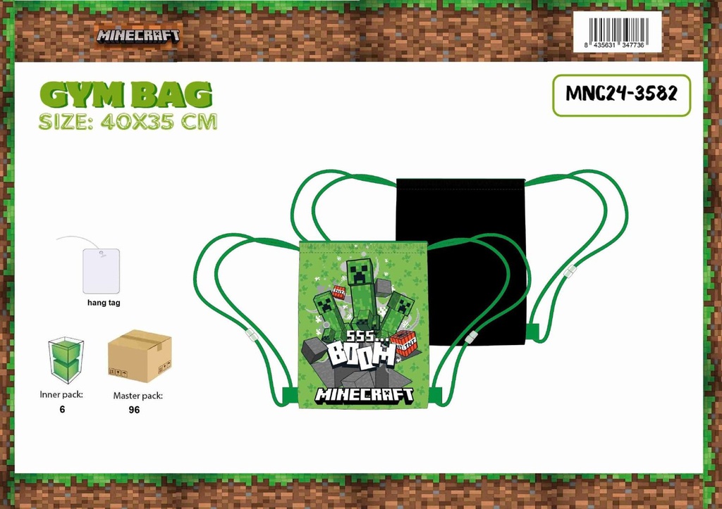 Bolsa de gimnasio Minecraft 40x35 - Accesorios de deporte