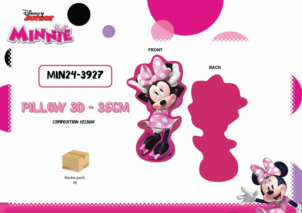 Almohada infantil de Minnie 3D de 35cm - Juguetes