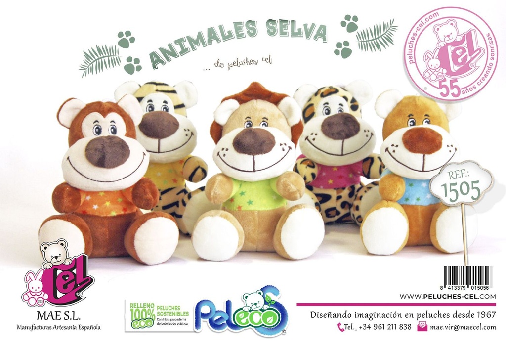 Peluches de animales de selva de 16cm - Juguetes para niños