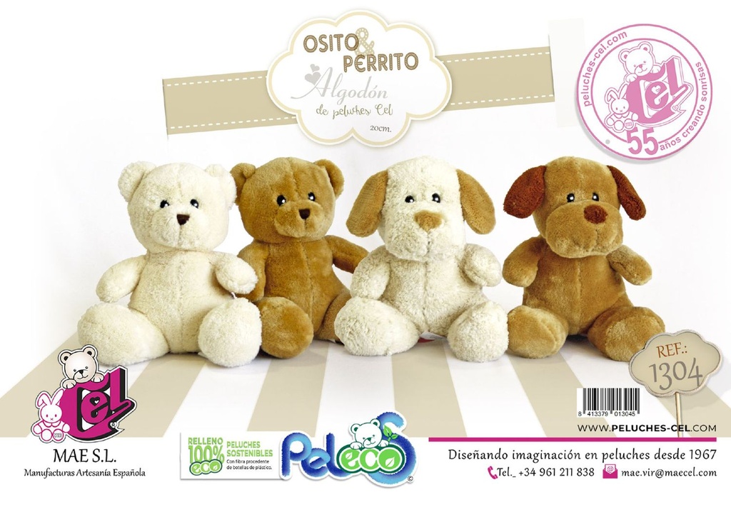 Juguete de peluche Oso y Perro de algodón 18 cm - Juguetes para niños