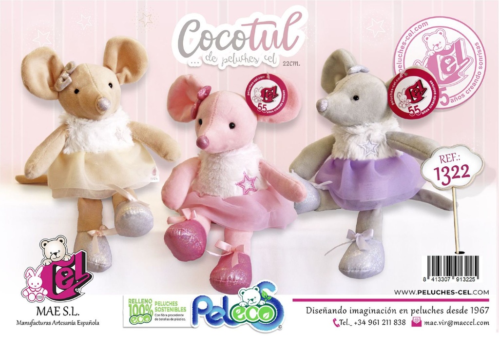 Ratitas Cocotul 20cm (3 col) - Juguetes de peluche