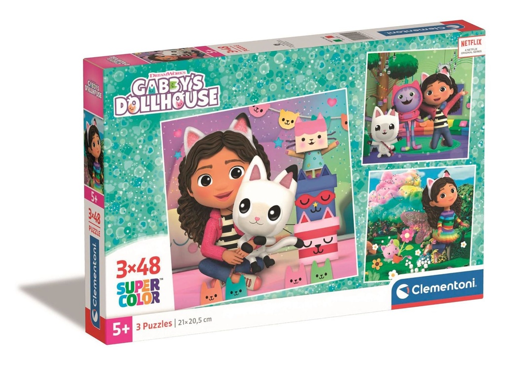 Puzzle de 3X48 Square Gabby's Dollhouse - Juguetes educativos