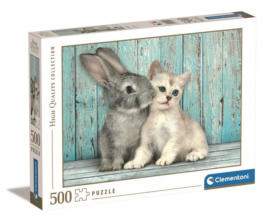 Puzzle 500 piezas Gato y Conejo, Clementoni - Juguetes