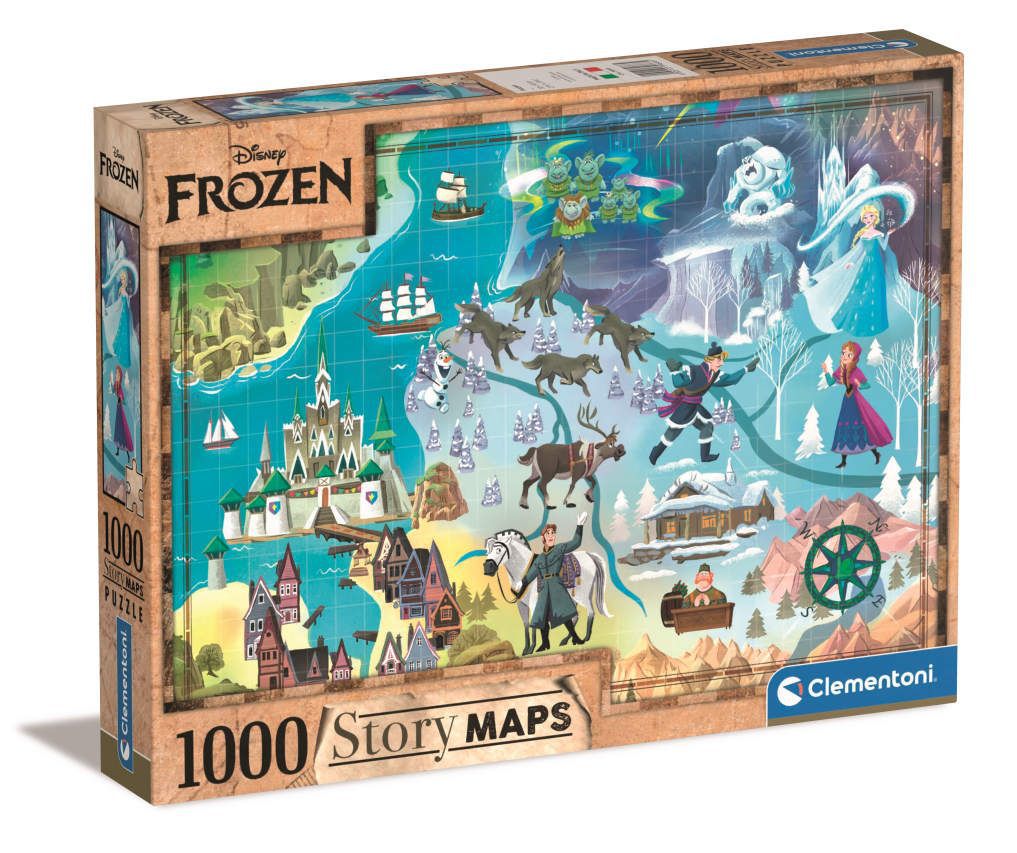 Juguete para niños - Puzzle 1000 “Disney Maps - Frozen” - Clementoni