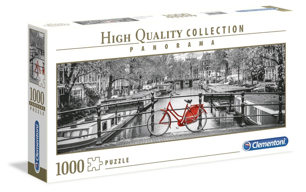 Juguete para niños - Puzzle 1000 “Panorama Ámsterdam en Bicicleta” - Clementoni