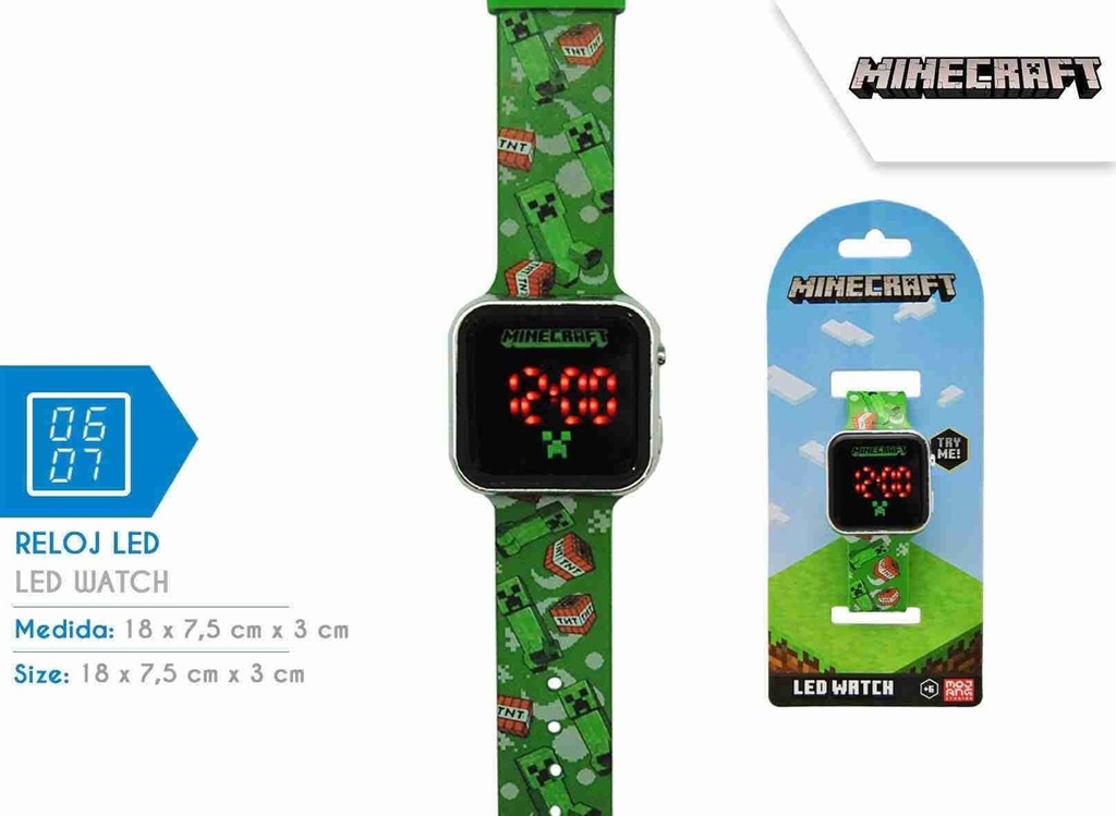 Reloj LED Minecraft (6x4) - Juguetes divertidos