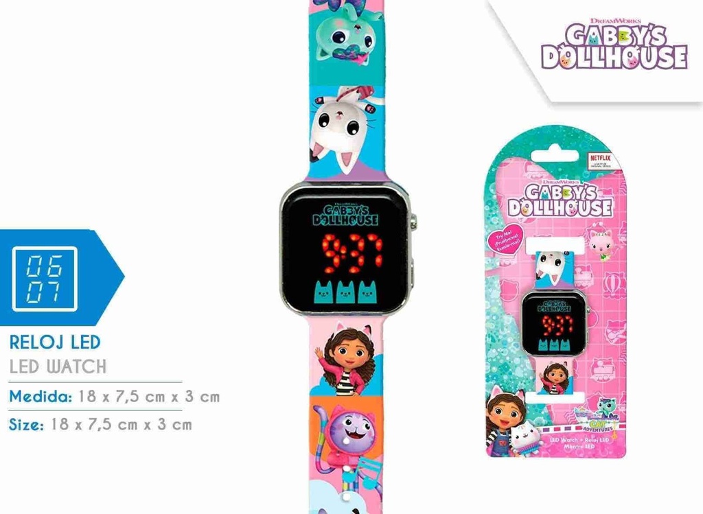 Reloj LED Gabby's Dollhouse (6x4) - Juguetes divertidos