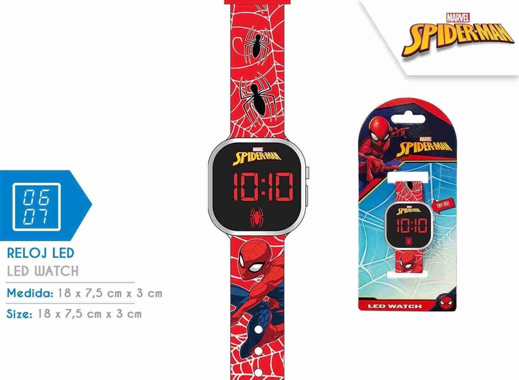 Reloj LED Spiderman (6x4) - Juguetes divertidos